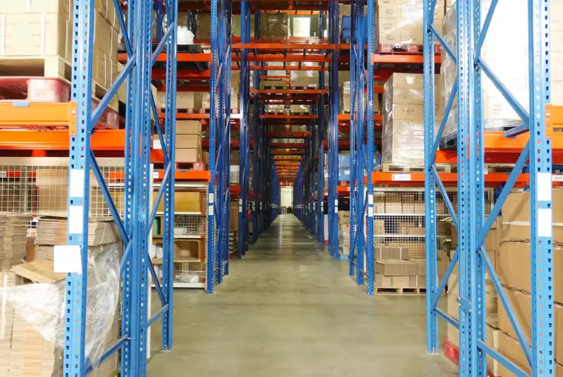 Client products stored on racks